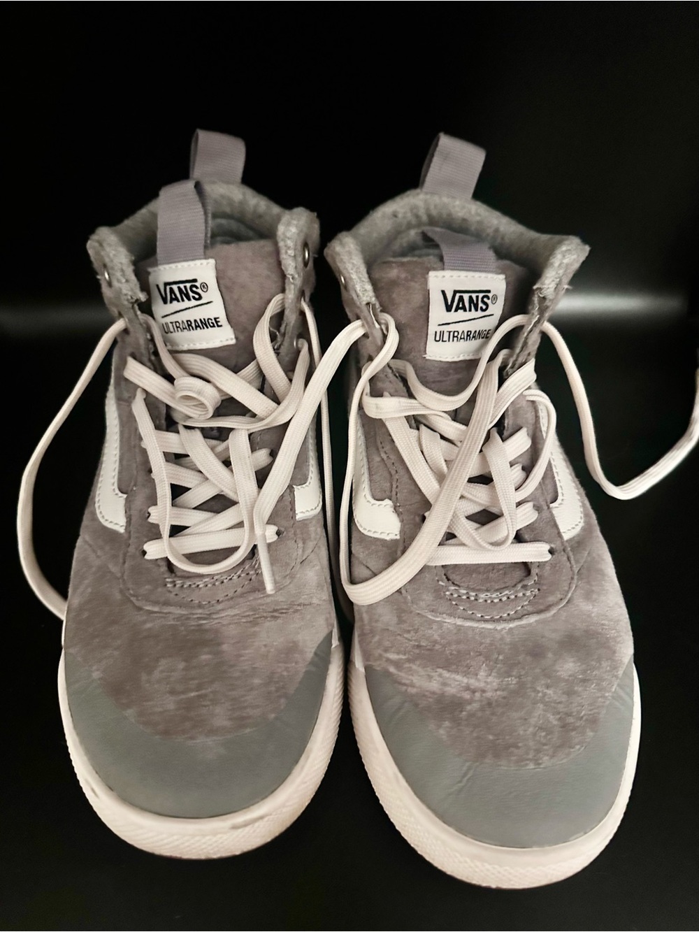 Vans UltraRange High-Top Sneakers in Light Gray & White